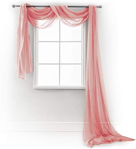 MEMIAS Window Sheer Elegant Voile Curtain Scarf for Home, Birthday Party, Wedding Decoration, 1 Panel 54" W x 216" L, Baby Pink