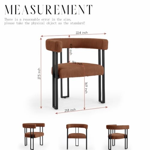 Image of Modern Corduroy Dining Chairs Set of 6 with Metal Legs,Comfy Accent Dining Room Chairs Upholstered Kitchen Side Chairs with Curved Backrest for Dining Room Kitchen Living Room (Coffee,6)