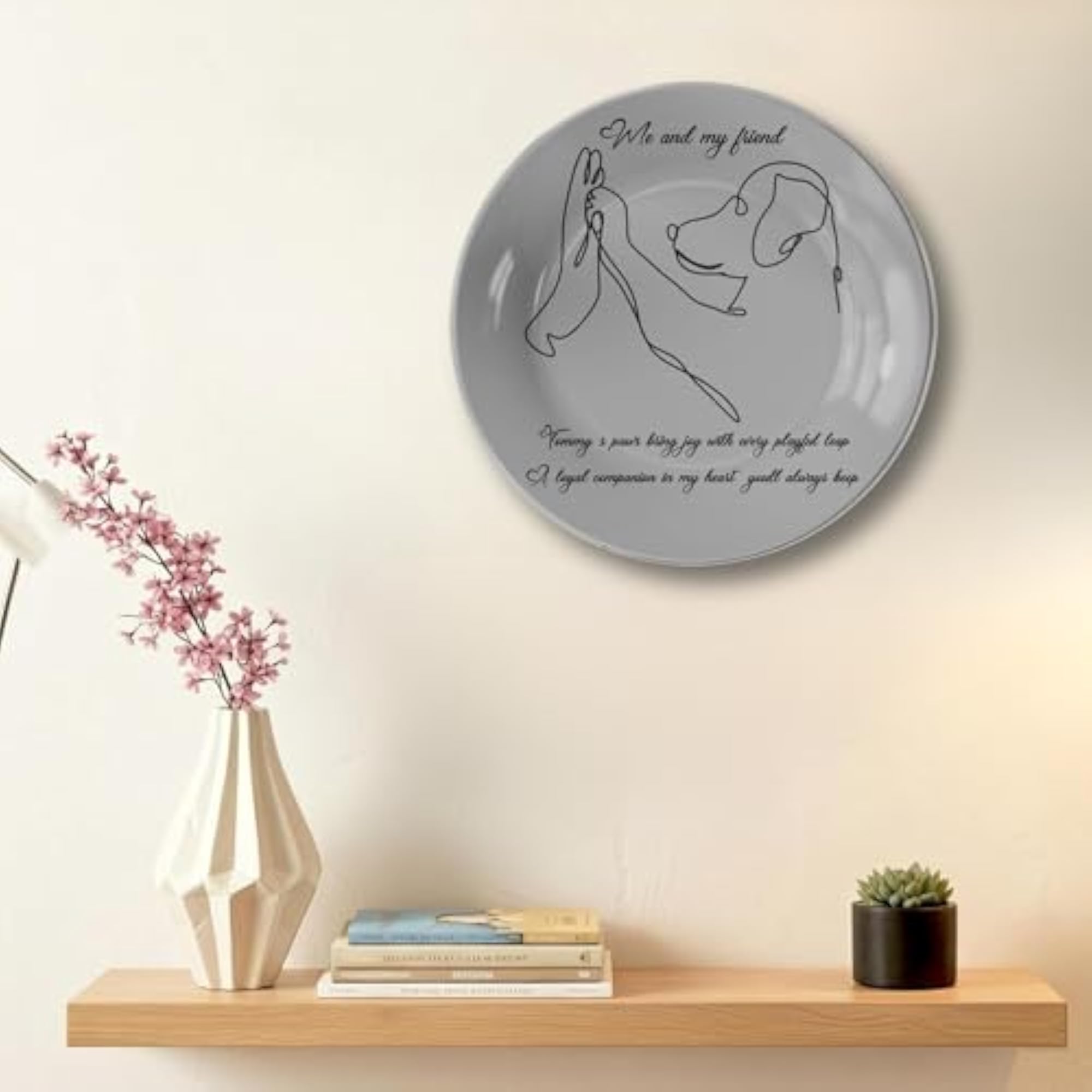 Personalized Line Art Plate for Pet Lovers, Custom Gift