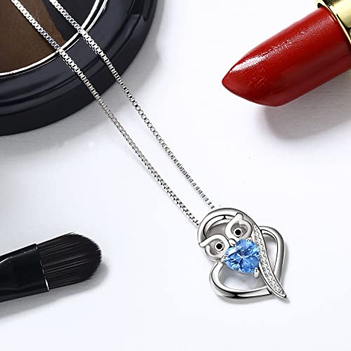 Cuoka Owl Necklace 925 Sterling Silver Love Heart Owl Pendant Necklace Heart Owl Jewelry Gifts For Women Girls Owl Lovers #TOP4