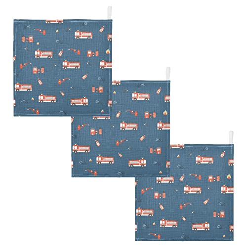 Image of vvfelixl Firefighters Pattern Baby Burp Cloths, Baby Muslin Washcloths for Boys Girls, Cotton Baby Face Towel for Newborn Infants Soft and Absorbent 11.8 X 11.8 in, 5 Pack Blue