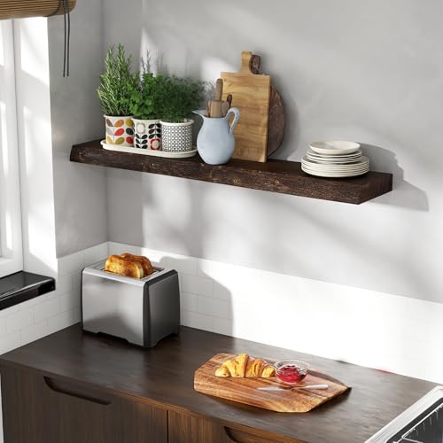 Image of Fun Memories 40 inch Elm Wood Floating Shelves for Wall, Walnut Finish, 1 Pack