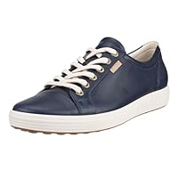 ECCO Women's Soft 7 Long Lace W Leather Sneaker, Marine, EU 40/US 9-9.5