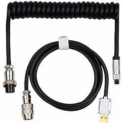 EPOMAKER Puff Aviator Coiled USB Cable, Type C Detachable Mechanical Gaming Keyboard Cable for Win/Mac/Gamers, Suitable for RT100/TH68 PRO/TH80 PRO/TH96/TH80 SE/CIDOO V65. etc(Puff Black)
