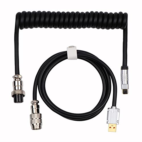 EPOMAKER Puff Aviator Coiled - Cable de Teclado mecánico para Videojuegos (Tipo C, Desmontable), Apto para RT100/TH68 PRO/TH80 PRO/TH96/TH80 SE/CIDOO V65. etc.