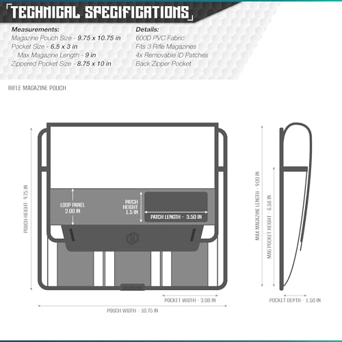 Savior Equipment Mag Buddy 2-Pack Tactical Triple Rifle Mag Pouch, Long Gun Carbine Magazine Organizer Firearm Mag Holder Transportation Carrier, 4 of ID Patches Included - Thumbnail 7