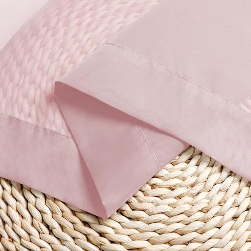 Image of Chyhomenyc Sheer Curtains 24 Inch Length, Small Window Curtains for Bathroom Living Room Basement, Voile Short Rod Pocket Curtain Tiers, 42in Wx 24in L, 2 PCS, Blush Pink