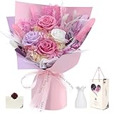 Preserved Flowers for Delivery Prime Pink Flowers Bouquet Lasting 1-3 Years, Birthday Gifts for Women Mom Grandma Wife Friend, Eternal Forever Real Roses for Birthday Mother’s Day Anniversary