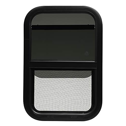 ToughGrade Vertical Sliding Black RV window 12" X 22" X 1 1/2" Includes Mounting Ring and Bottom Screen