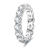 Moissanite Wedding Band Eternity Ring 5cttw D Color VVS1 Clarity Round Brilliant Cut Lab Created Dia