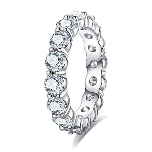 Moissanite Wedding Band Eternity Ring 5Cttw D Color Vvs1 Clarity Round Brilliant Cut Lab Created Diamond Gold Plated 925 Sterling Silver Fake Promise Anniversary Bands For Women With Certificate(6.5) #TOP3