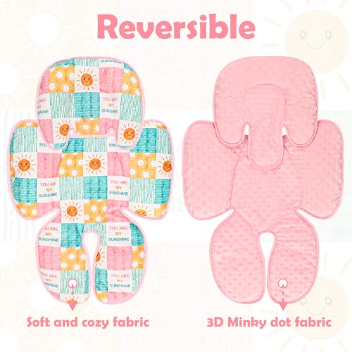 Image of SWESEN Infant Car Seat Insert with 2 Strap Pads, Super Soft Carseat Head and Body Support for Baby Boys and Girls, Reversible Newborn Car Seat Insert Cushion for Strollers, Bouncers, Sunshine