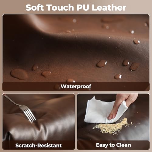 ovios Ergonomic Office Chair, High Back Faux Leather Executive Chairs with Thick Cushion, Comfy Mid-Century Modern Swivel Rolling Computer Armchair (Dark Brown, PU Leather)