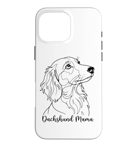 Womens Retro Vintage Line Art Long Haired Dachshund Mama �X�}�z�P�[�X iPhone 16 Pro Max �p