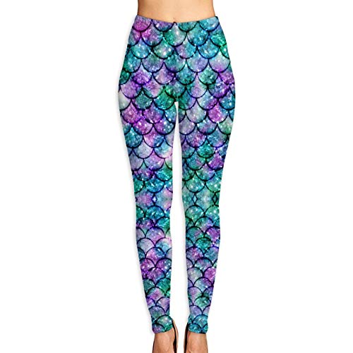 Aeoiba Mermaid Leggings for Women Party Decorations, Sexy High Waist Yoga Pants Butt Lifting Workout Leggings Soft Cozy Pajamas Compression Tights for Sports Running Sportswear Gym Outfits,L
