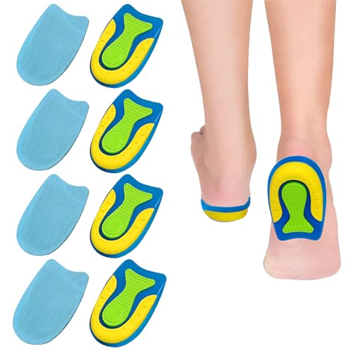 AQTAQ 4 pares de plantillas de gel para talón, plantillas para fascitis plantar, almohadillas para el talón y espolones calcáneos plantillas de alta elasticidad para fascitis (4 pares de talla grande)