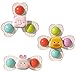 DIFLAX 3 Pezzi Giocattolo a Ventosa Bambino, Spinner Bambini, Giochi Bagnetto Bambino, Giocattolo Sensoriale, Giochi da Viaggio, Giocattolo da Tavolo per Bambini Rotativo con Forme immagine
