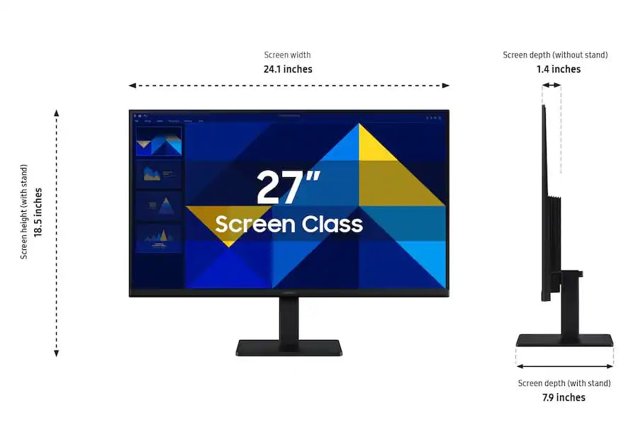 Image of Samsung S3 Series 27 Inch IPS FHD LED 100Hz Refresh Rate Monitor Black | SAMSUNG 27in computer screen with 5ms, HDMI, D-sub ports, Eye Saver Mode, Game Mode