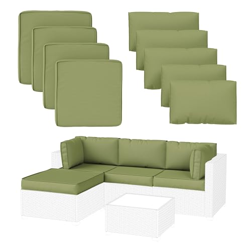 9Pcs Outdoor Cushion Covers,Waterproof Patio Sofa Cushion Cover Replacement