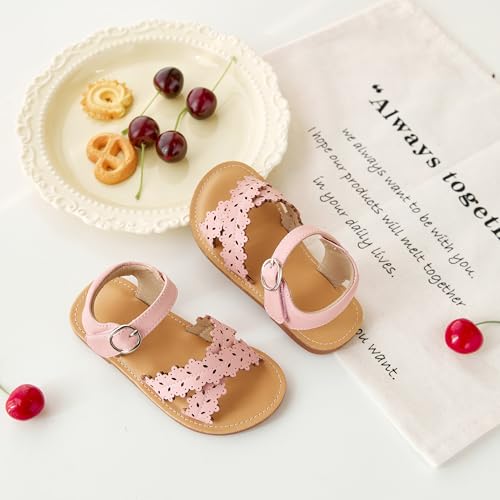 Image of Flaryzone Girls Sandals Open Toe Summer Flats Dress Sandals Shoes Toddler /Little Kid