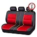 CAR PASS Luxurious Faux PU Leather Universal Seat Covers Set, Car Seat Cover Full Set Fit for Vehicles Sedan SUVs Trucks with Super 5mm Composite Sponge Inside, Airbag Compatible (Black and Red)