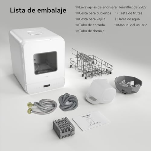 Miniatura 8 de Hermitlux Mini Lavavajillas Compacto 6 1 Programas De Lavado, 5 Cubiertos Y Depósito De Agua De 5l