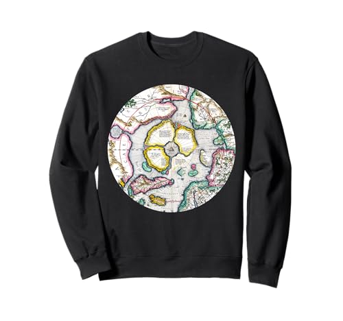 Polo Norte Mapa Ártico Gerardus Mercator Mapas Antiguos Geografía Sudadera ⭐