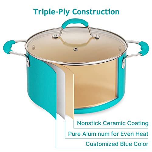 Eppmo Ceramic Stockpot, Induction Pot With Lid, Non-Toxic Easy Cooking Stockpot, 5.9 Qt #TOP1