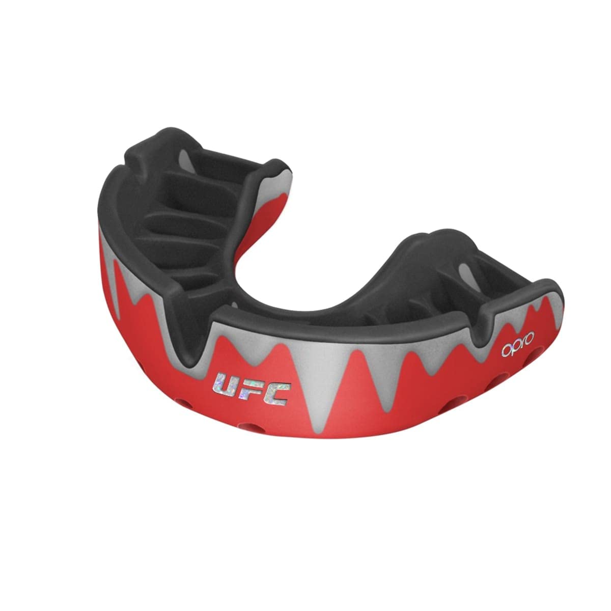 OproNew Platinum Level UFC Mouth Guard, Adults mouthguard, Featuring Revolutionary Fitting Technology for UFC, Boxing, MMA, Martial Arts, BJJ, and All Contact Sports (Red/Silver/Black, Adult)