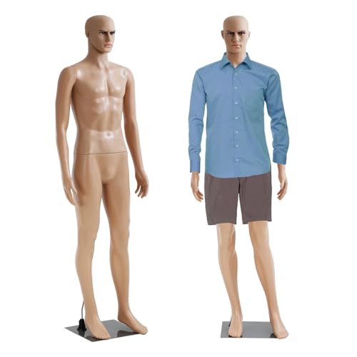 Full Body 73’’ Female Male Mannequins Full Body Stand Dress Form Torso Manikin Adjustable Mannequin Stand Dress Model Realistic Display Mannequin Head Metal Base