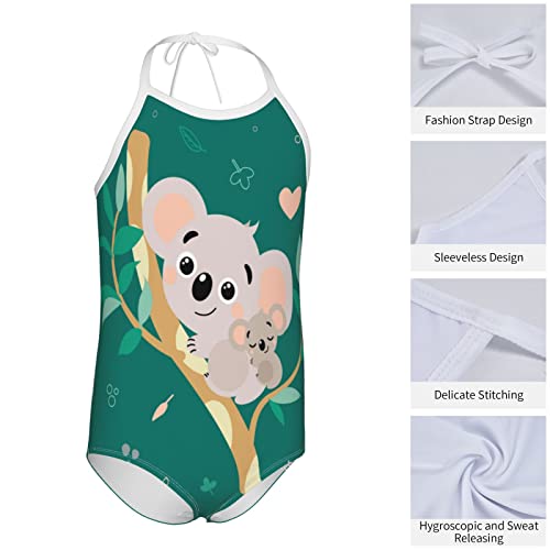Kiuloam Cute Koala Animal Print Green Girl's Swimsuit Two Piece Swimwear Sun Protection Bathing Suits For 7-8 Years Child #TOP5