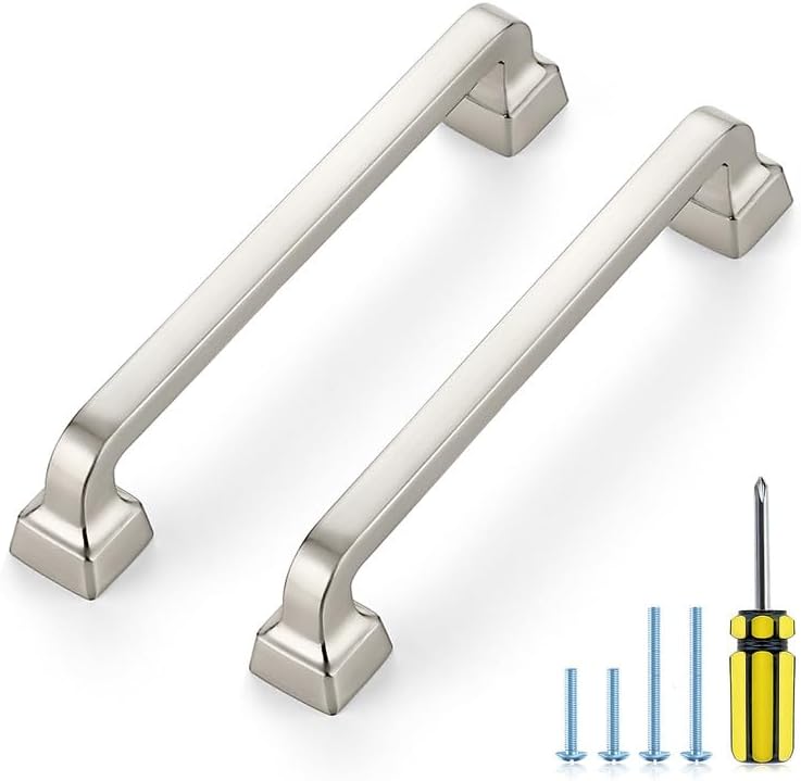 15 Pack Brushed Nickel Cabinet Handles 5 Inch Cabinet Pulls, Kitchen Cabinet Handles Solid Handles for Cabinets and Drawers Silver Drawer Pulls and Knobs Cabinet Hardware