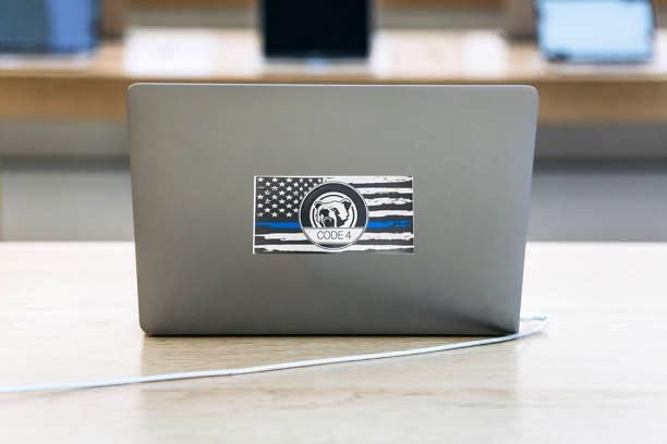 Image of 10pcs Thin Blue line Flag Code 4 Car Sticker Decal, Police Support American Flag Bumper Stickers for Cars Trucks Window Laptop, Bandera de policia la linea Azul para carro