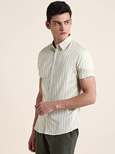 Image of Dennis Lingo Men's Cotton Striped Slim Fit Casual Shirt