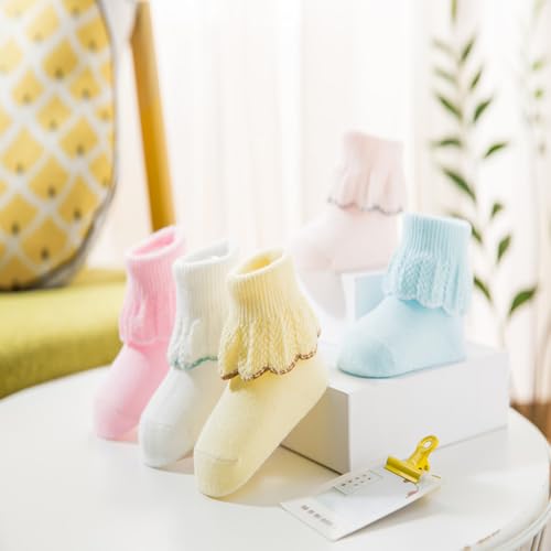 Baby Girl Ruffle Socks Soft Cotton Turn Cuff Fancy Ankle Frilly Dress Socks for Newborn/Infant/Toddler/Little Girls3