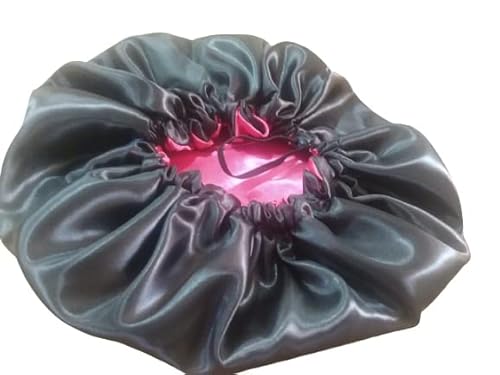 2 touca de cetim dupla face toca dupla face de cetim preta com pink