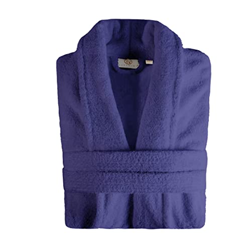 Superior Men's Traditional Premium Turkish Cotton Lightweight Long Bathrobe with Pockets- Large-X Large, Navy Blue2