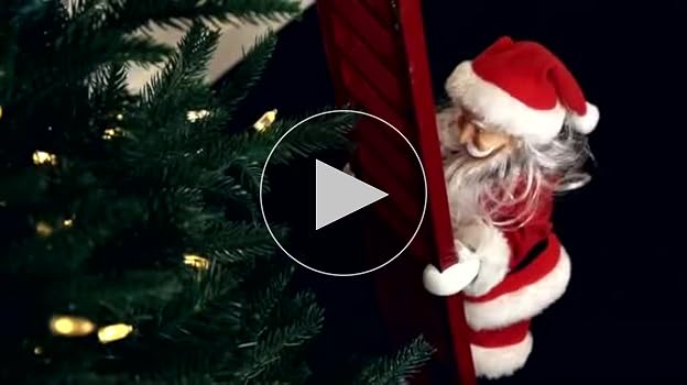 ミスタークリスマス　Super climbing santa 43 in. Animated Ladder Climbing Black Santa – Mr. Christmas