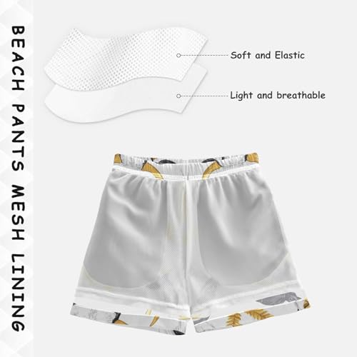 Boys Beach Board Shorts Gold Cow Cattle Swim Trunk Teen Swimwear4