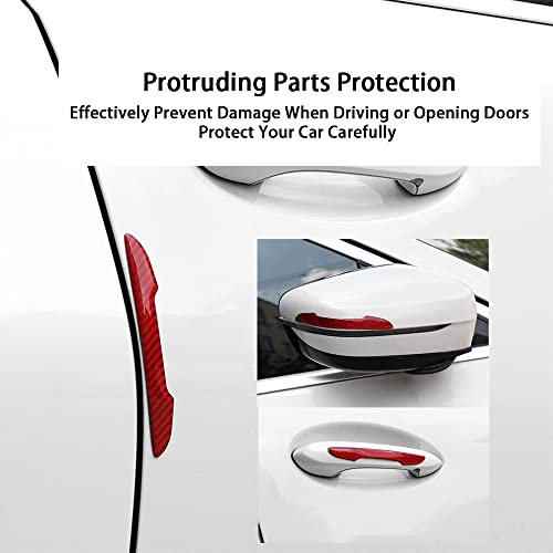 Image of Anti-Scratch Protector Trim,Carbon Fiber Emblem Door Open Rearview Mirror Shell Side Mark Stickers Decals Badge Labeling Sports Decoration Lossless Installtion Accessories 4 Packs Red