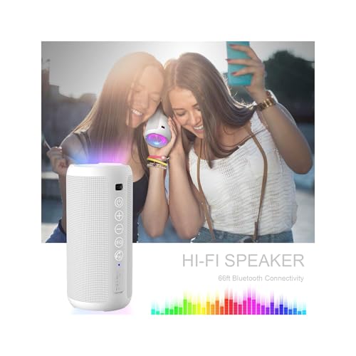 Image of Ortizan Portable Bluetooth Speaker, IPX7 Waterproof, Wireless, Big Sound and Deep Bass, 24W Stereo, TWS Pairing, 30Hrs Playtime, Bluetooth 5.3, RGB Lights, for Home /Party /Outdoor /Beach (X10 White)