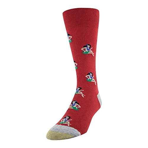 Gold Toe mens Printed Novelty Graphic Fashion Dress Crew Socks, 1 Pair Socks, Hula, Shoe Size 6-12.5 US