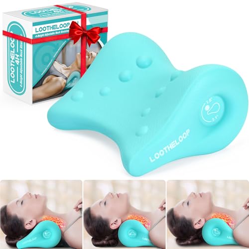 4H Ergonomic Neck-Stretcher, Canada Designed Cervical Traction Device for TMJ Pain Relief, Neck and Shoulder Relaxer for Home Office Travel, No Smell Neck Pillow, Christmas Birthday Gift for Women Men
