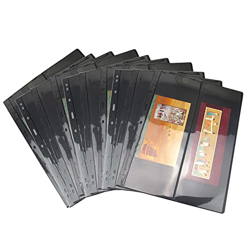 WMLBK Stamp Stock Pages Sheets Double Sided Stamp Album Stock Pages with 9 Binder Holes Pack of 10 Pages Set Classic Stamp Album (vertical two)