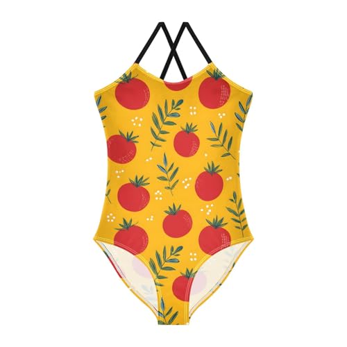 Tomatoes Pattern Girls One Piece Swimsuits Summer Quick Dry Beach Bathing Suit