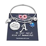 Yoosteel Butterfly Charm Bracelets for Women Girls, Stainless Steel Bangle Bracelet Expandable A Let