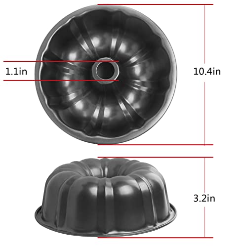 Jioko 10 Inch Cake Pan, Non-Stick Fluted Tube Cake Pans For Baking, Bavarois, Brownie, Jello, Flan, Meatloaf #TOP1
