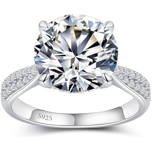 Elio Passero 925 Sterling Silver Round Moissanite Engagement Ring for Women