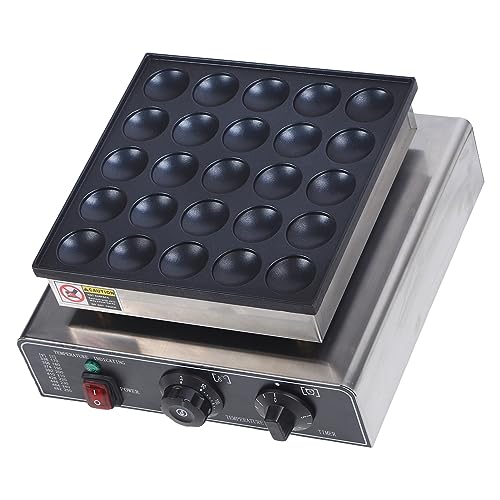 25-Loch Mini Waffel Pancakes, 950W Elektrisch Pfannkuchen Backen Pfanne Waffeleisen Antihaftbeschichtete Pancake Baker Maker für Küche Kochen 50-300 ℃ (EU-Stecker 220 V)