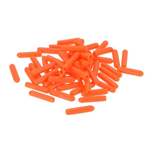 uxcell 50pcs Rubber End Caps 2mm ID Vinyl Round Tube Bolt Cap Cover Screw Thread Protectors Orange, 0.08 inch